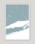Connecticut Coast Coastal Map — Fine Art Print Vertical, soft-blue, White Frame, 8x10