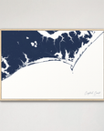 Crystal Coast / Emerald Isle Coastal Map — Canvas Horizontal, navy, Natural Oak
