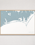 Crystal Coast / Emerald Isle Coastal Map — Canvas Horizontal — soft-blue, Light Wood