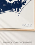 Crystal Coast / Emerald Isle canvas map — location and coordinates customization