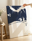 Crystal Coast navy vertical wrapped canvas map in the ratio 2:3 hand mockup