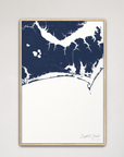 Crystal Coast / Emerald Isle Coastal Map — Canvas Vertical, navy, Natural Oak