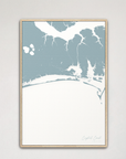 Crystal Coast / Emerald Isle Coastal Map — Canvas Vertical, soft-blue, Natural Oak
