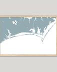 Crystal Coast / Emerald Isle Coastal Map — Fine Art Print Horizontal, soft-blue, Oak, 10x8