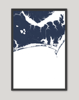 Crystal Coast / Emerald Isle Coastal Map — Fine Art Print Vertical, navy, Black Frame, 8x10