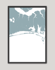Crystal Coast / Emerald Isle Coastal Map — Fine Art Print Vertical, soft-blue, Black Frame, 8x10