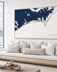 Crystal Coast / Emerald Isle canvas map — sea-view bench interior