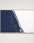 Daytona Beach Coastal Map — Canvas Horizontal — navy, Light Wood