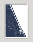 Daytona Beach Coastal Map — Fine Art Print Vertical, navy, White Frame, 8x10