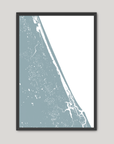 Daytona Beach Coastal Map — Fine Art Print Vertical, soft-blue, Black Frame, 8x10