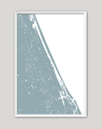 Daytona Beach Coastal Map — Fine Art Print Vertical, soft-blue, White Frame, 8x10