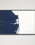 Delaware Beaches Coastal Map — Canvas Horizontal, navy, Black Frame
