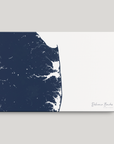 Delaware Beaches Coastal Map — Canvas Horizontal, navy, No Frame