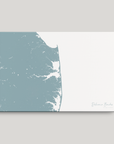 Delaware Beaches Coastal Map — Canvas Horizontal, soft-blue, No Frame