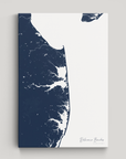 Delaware Beaches Coastal Map — Canvas Vertical, navy, No Frame