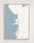 Delaware Beaches Coastal Map — Canvas Vertical — soft-blue, Light Wood