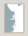 Delaware Beaches Coastal Map — Fine Art Print Vertical, soft-blue, Oak, 8x10