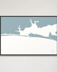 Destin Coastal Map — Canvas Horizontal, soft-blue, Black Frame
