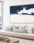 Destin canvas map — sea-view bench interior