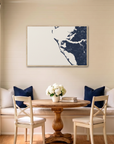 Anna Maria Island canvas map art in dining nook setting