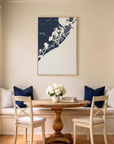 Atlantic City canvas map art in dining nook setting