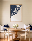 Atlantic City matte map art in dining nook setting