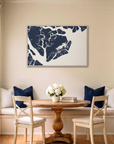 Beaufort / Sea Islands canvas map art in dining nook setting