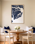 Beaufort / Sea Islands matte map art in dining nook setting