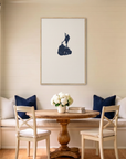 Block Island canvas map art in dining nook setting