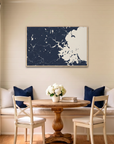 Boston canvas map art in dining nook setting