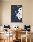 Boston canvas map art in dining nook setting