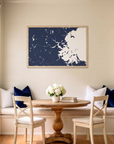 Boston matte map art in dining nook setting