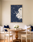Boston matte map art in dining nook setting