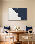 Central California Coast canvas map art in dining nook setting