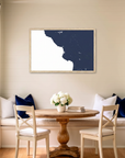Central California Coast matte map art in dining nook setting