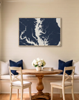 Chesapeake Bay / Maryland canvas map art in dining nook setting