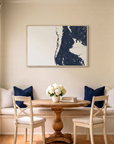 Clearwater Beach canvas map art in dining nook setting