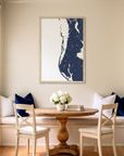 Clearwater Beach matte map art in dining nook setting