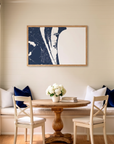 Cocoa Beach matte map art in dining nook setting