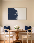 Delaware Beaches canvas map art in dining nook setting