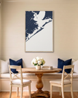 Galveston canvas map art in dining nook setting