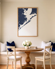 Galveston matte map art in dining nook setting
