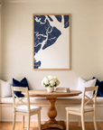 Hilton Head Island matte map art in dining nook setting