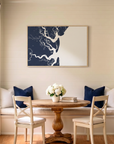 Jekyll Island canvas map art in dining nook setting
