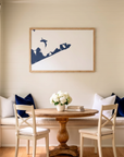 Montauk matte map art in dining nook setting