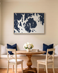 Mount Desert canvas map art in dining nook setting