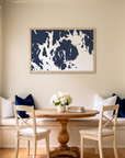 Mount Desert matte map art in dining nook setting