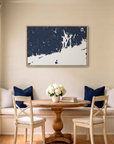 Newport canvas map art in dining nook setting
