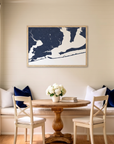 Pensacola matte map art in dining nook setting