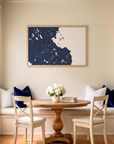 Plymouth matte map art in dining nook setting
